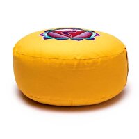 Meditationskissen 3. Chakra bestickt -- 33x17 cm