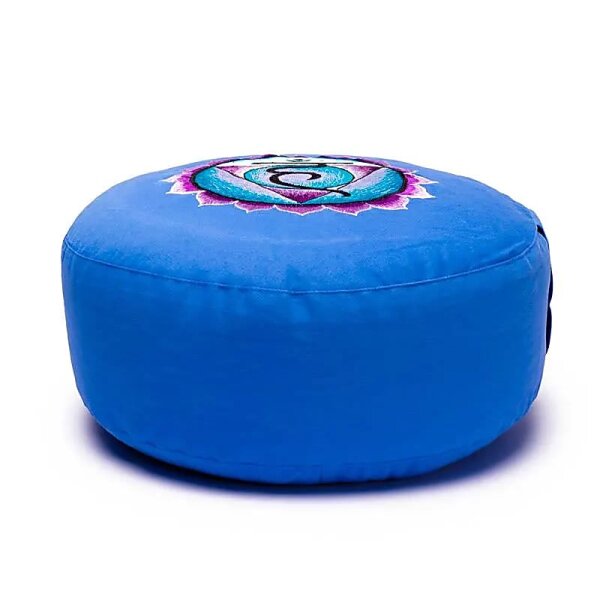 Meditationskissen 5. Chakra bestickt -- 2800 g; 33x17 cm