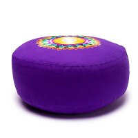 Meditationskissen 7. Chakra bestickt -- 33x17 cm