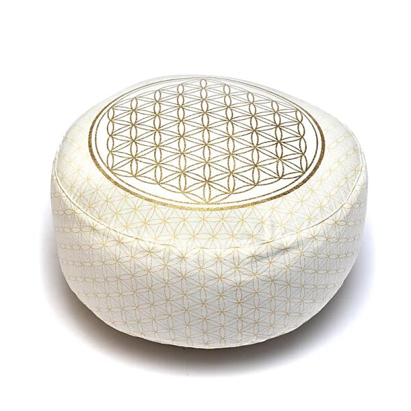 Meditationskissen Blume des Lebens Baumwolle BIO (OCS) -- 33x17 cm; ±2300 g