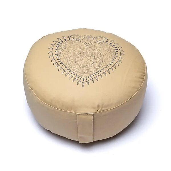 Meditationskissen Herz beige Bio-Baumwolle (OCS) -- 33x13 cm; 2100g