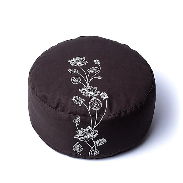 Meditationskissen Lotuspflanze anthrazit Bio-Baumwolle (OCS) -- 33x13 cm; 2100g