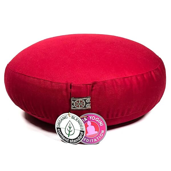 Meditationskissen rot flach Baumwolle BIO (OCS)  -- 2200 g; 33x12 cm