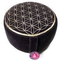 Meditationskissen Vintage-Look anthrazit Blume des Lebens...
