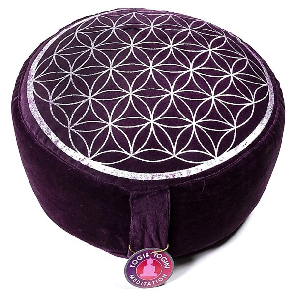 Meditationskissen Vintage-Look violett Blume des Lebens -- ±2300 g