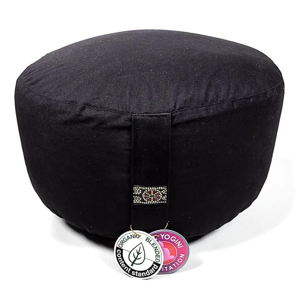 Meditationskissen XL schwarz Baumwolle BIO (OCS) -- 36x22cm; ±3290g