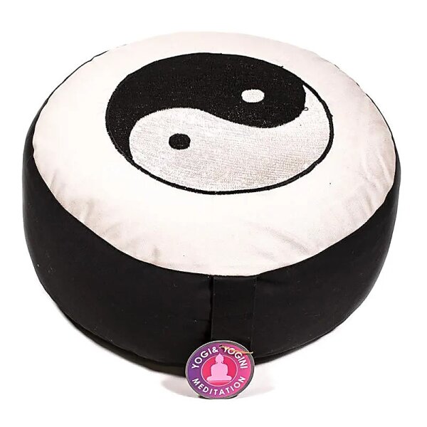 Meditationskissen Yin Yang schwarz/creme -- 33x17 cm