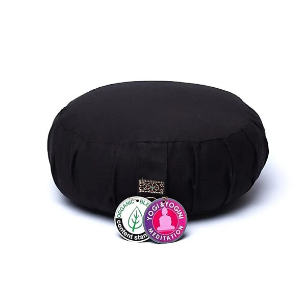 Meditationskissen Zafu schwarz Bio-Baumwolle (OCS) -- 33x14,5 cm