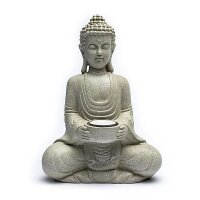 Meditierender Buddha mit Kerzenhalter steingrau -- 550 g;...