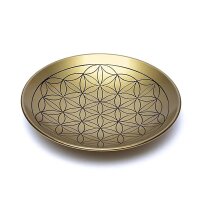 Messingteller mit Blume des Lebens -- 15 cm