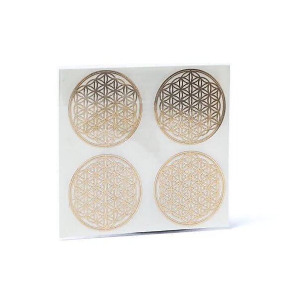 Metallener Aufkleber Blume des Lebens gold 4x -- 3,5cm