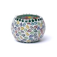 Mosaik Teelichthalter Blätter -- 9cm