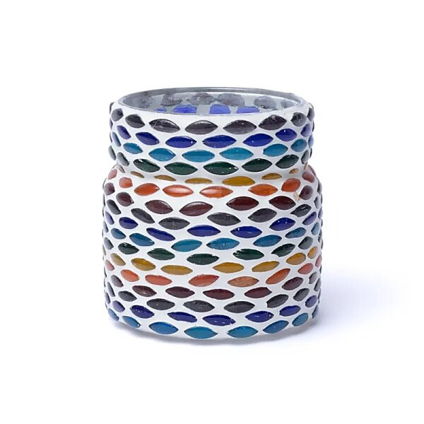 Mosaik Teelichthalter Chakra Farben -- 8cm
