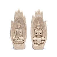 Namaste Mudra Hände mit Buddhas sandfarben -- 11x21cm