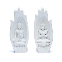 Namaste Mudra Hände mit Buddhas weiß -- 11x21cm