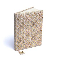 Notizbuch Samt beige/gold mit Blume des Lebens -- 20x15 cm