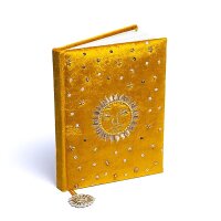 Notizbuch Samt gelb mit Sonne -- 20x15 cm