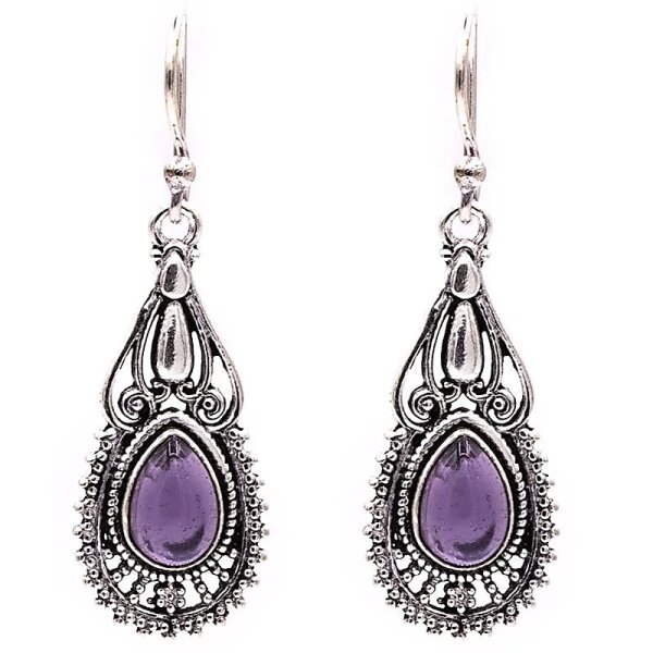 Ohrhänger Bohemien mit Amethyst -- 3x1.5 cm