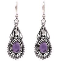 Ohrhänger Bohemien mit Amethyst -- 3x1.5 cm
