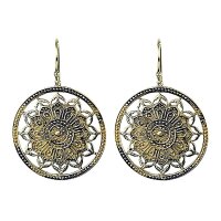 Ohrhänger Lotus Mandala Messing goldfarbig -- 3.5 cm