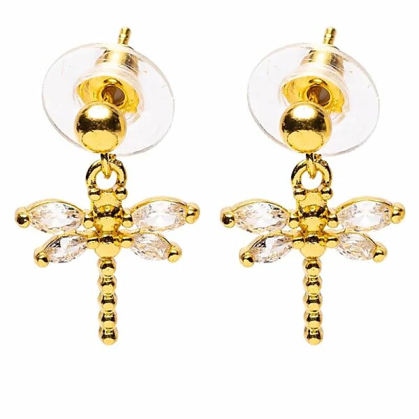 Ohrringe Libelle goldfarben -- ±2,5 cm