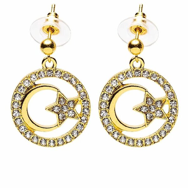 Ohrringe Mond und Stern goldfarben -- ±2,5 cm