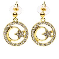Ohrringe Mond und Stern goldfarben -- ±2,5 cm