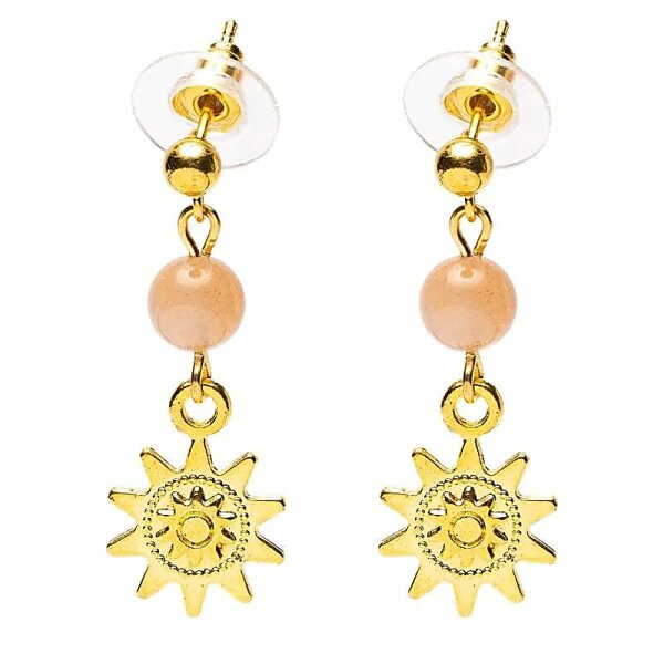 Ohrringe Sonnenstein und Sonne goldfarben -- ±2,5 cm