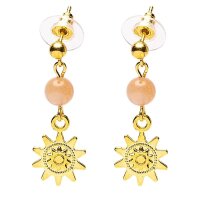 Ohrringe Sonnenstein und Sonne goldfarben -- ±2,5 cm