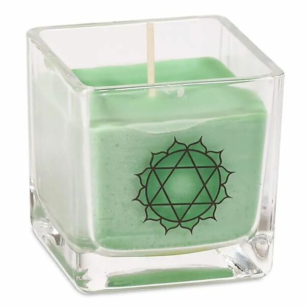 Ökologische Rapswachs-Duftkerze 4. Chakra -- ±260 g; 6x6x6 cm