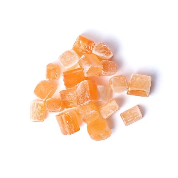 Oranger Selenit (Satinspat) Trommelsteine -- ±1,5-3,5cm; ±300g