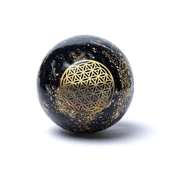 Orgonit Kugel Turmalin Blume des Lebens -- ±5.5cm