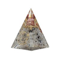 Orgonit Pyramide Mondstein mit Mondsymbol -- 6x6x8,5cm