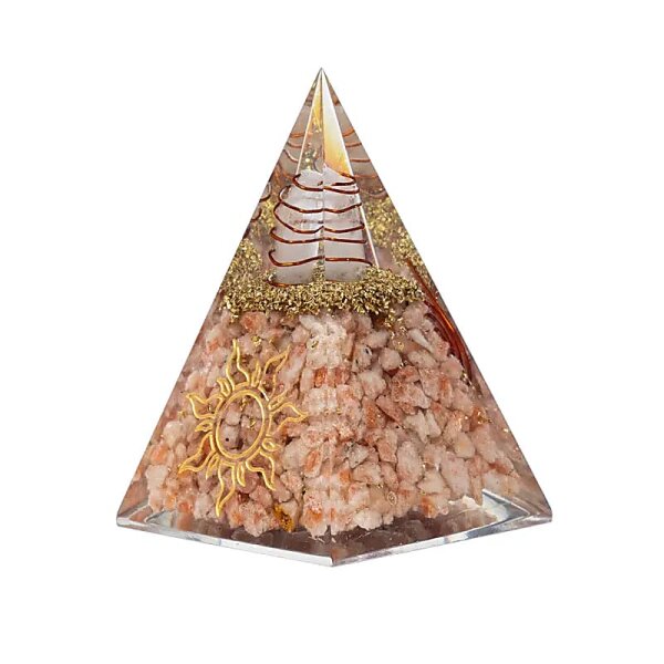 Orgonit Pyramiden Sonnenstein mit Sonnensymbol -- 6x6x8,5cm