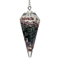 Orgonitpendel Granat mit Facette spitz -- 11 g; 4 cm