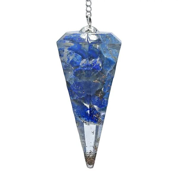 Orgonitpendel Lapislazuli mit Facette spitz -- 11 g; 4 cm