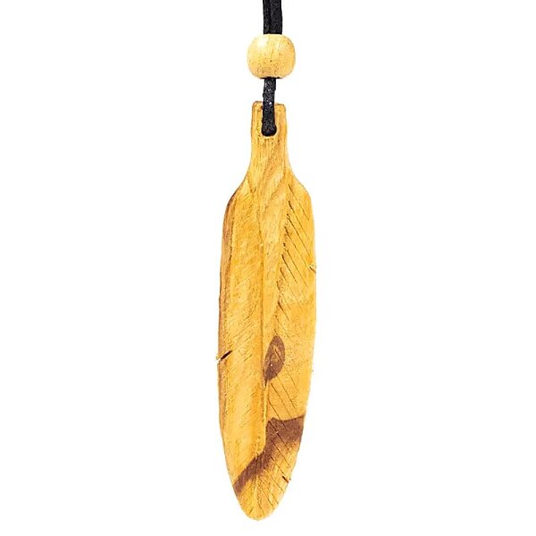 Palo Santo Halzkette Feder gross -- 9 cm