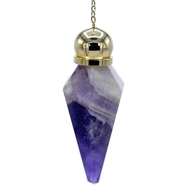 Pendel Amethyst mit Facettespitze + Zierperle -- 5.1 cm