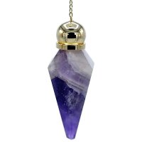 Pendel Amethyst mit Facettespitze + Zierperle -- 5.1 cm
