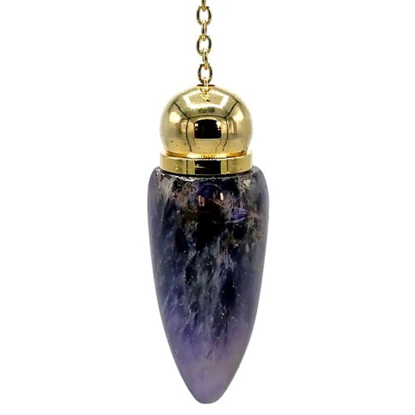 Pendel Messing vergoldet mit Amethystkammer -- 20 g; 5.3 cm