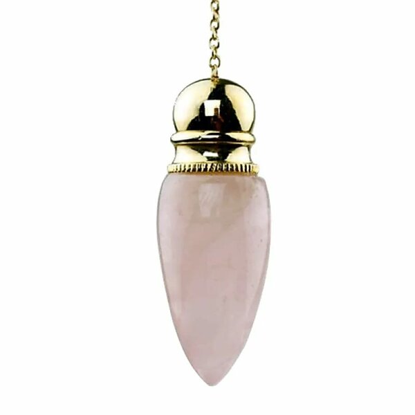 Pendel Messing vergoldet mit Rosenquarz kammer -- 20g;5.3 cm