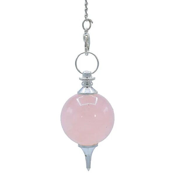 Pendel Rosenquarz & Chakrakette -- 24 g; 4.5 cm