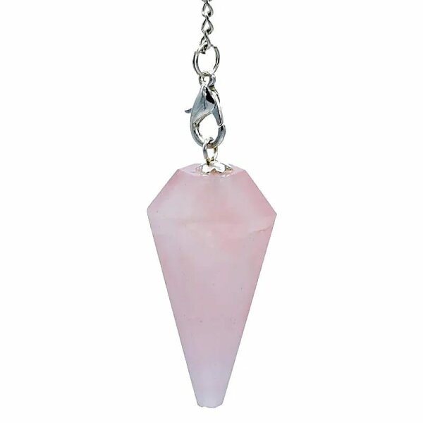 Pendel Rosenquarz mit Chakrakette -- 16 g; 3-4 cm