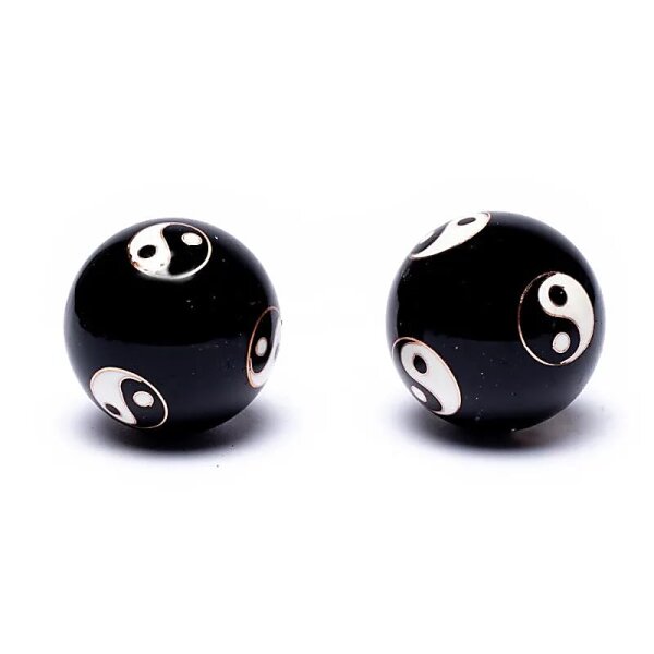 Qi Gong Kugeln Yin Yang schwarz -- 3.5 cm