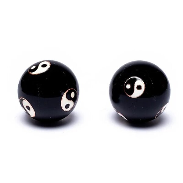Qi Gong Kugeln Yin Yang schwarz -- 4 cm