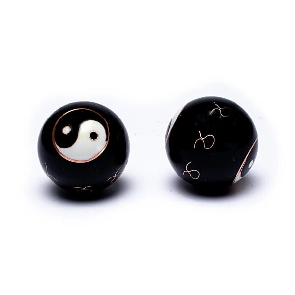 Qi Gong Kugeln Yin Yang schwarz -- 4 cm