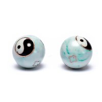 Qi Gong Kugeln Yin Yang weiß/grün marmiert --...