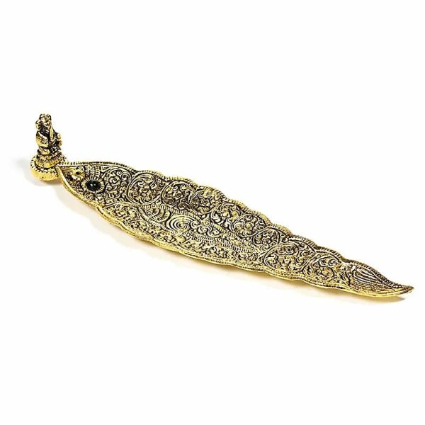 Räucherstäbchenhalter Ganesha Blatt goldfarbig -- 22x5.5x4cm