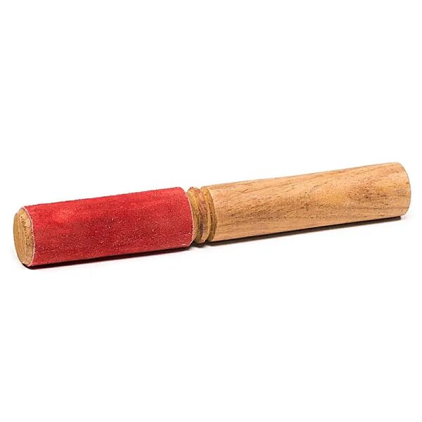 Reibeklöppel mit Leder rot --  ±90g; ±19x3cm