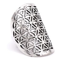 Ring Blume des Lebens Messing silberfarbig -- 3x2 cm